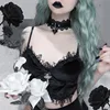 Velvet Y2K Mall Goth Crop Tops  Black Lace Trim Emo Alternative Aesthetic Crop Tops Women Backless Sexy Strap Tanks ► Photo 3/5