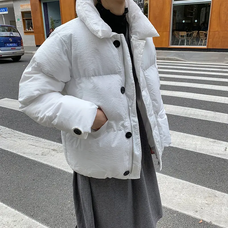 women Coat 4 RICININA, зимняя куртка, Женская парка, пуховик с капюшоном, длинный рукав, пуговицы, одноцветное шерстяное пальто, Женская одежда оверсайз, теплые пуховики - Цвет: women Coat 4