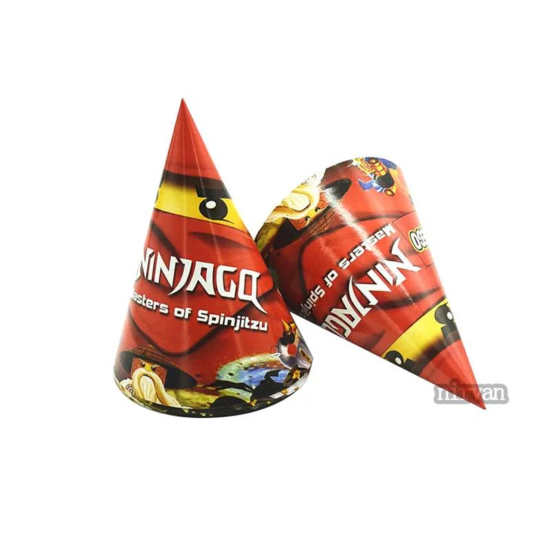 Мультфильм ninjago ниндзя печатных Вечеринка дня рождения событие детский Декор картонный шапки кепки 6 шт./лот для детей мальчиков Веселые декорации