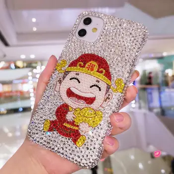 

For iPhone11 XS max Luxury Bling Czech Drill case for iphone XS xr X 6 6SP 7 7P 8 8plus God of Wealth cover 11pro DIY cover