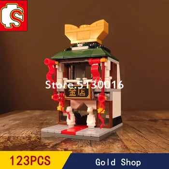 

In Stock Sembo Mini Street View Series Casual Gold Shop Boys And Girls Assembly Roy Gift Moc Model Building Blocks 123PCS SD6094