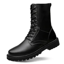 Мужские ботинки в байкерском стиле натуральные кожаные военные ботинки на меху длинные ботинки черные мужские ботинки в стиле панк на шнуровке мужские ботинки