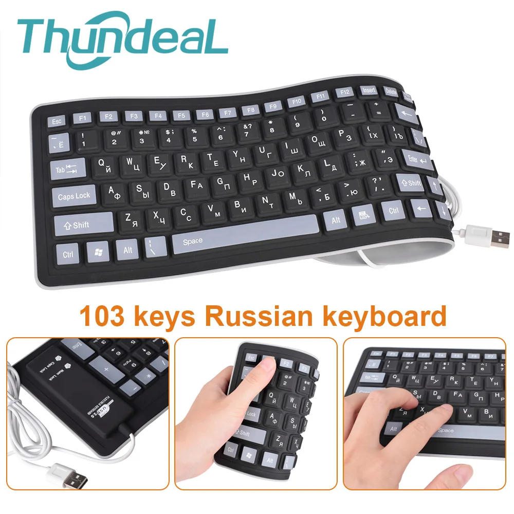103 клавиши русская клавиатура буквы кремния Teclado раскладка USB интерфейс Гибкая ПК