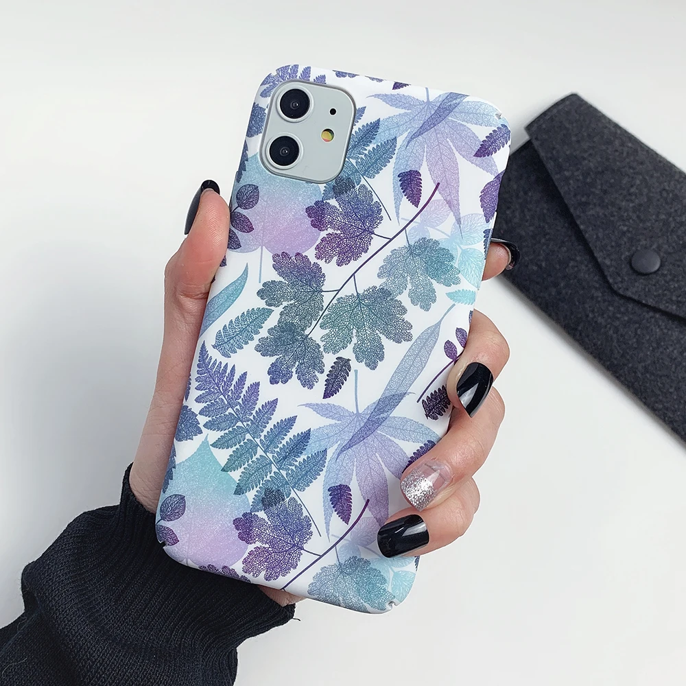 Винтажный чехол LOVECOM с листьями для телефона iPhone 12 Mini 11 Pro Max XR XS 6 6S 7 8 Plus X Матовый