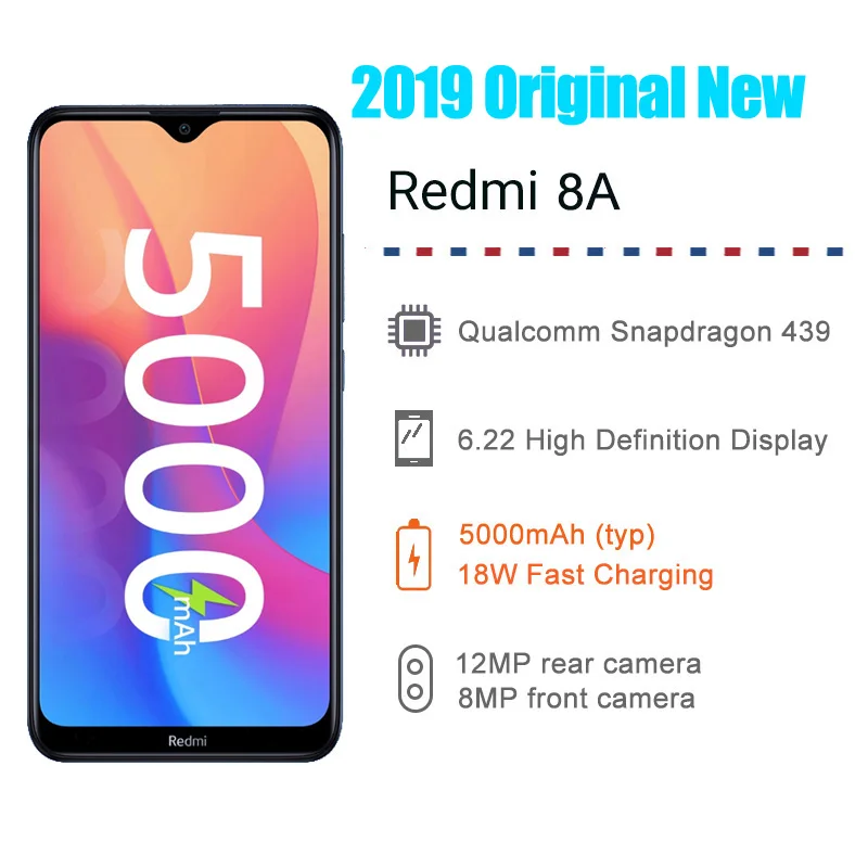 In Stoack Global Version Xiaomi Redmi 8A 8 A 2GB 32GB 6.22  Snapdargon 439 Octa Core Mobile Smart Phone 5000mAh 12MP Camera