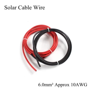 

10AWG 6 Square Solar Cable Wire PV Panel Extension Tinned Copper Wires XLPE Jacket Connector TUV UL Approval 6mm2 6mm Red Black