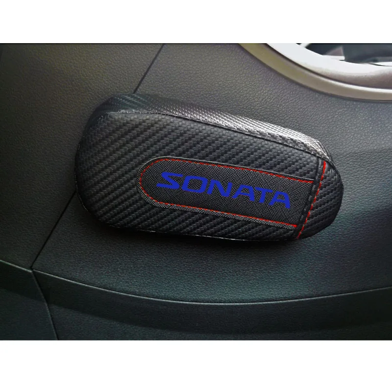 Для hyundai Sonata 1 шт., карбоновая кожа, авто подушка для ног, наколенник, Автомобильный Дверной рычаг, автомобильные аксессуары, защита для автомобиля