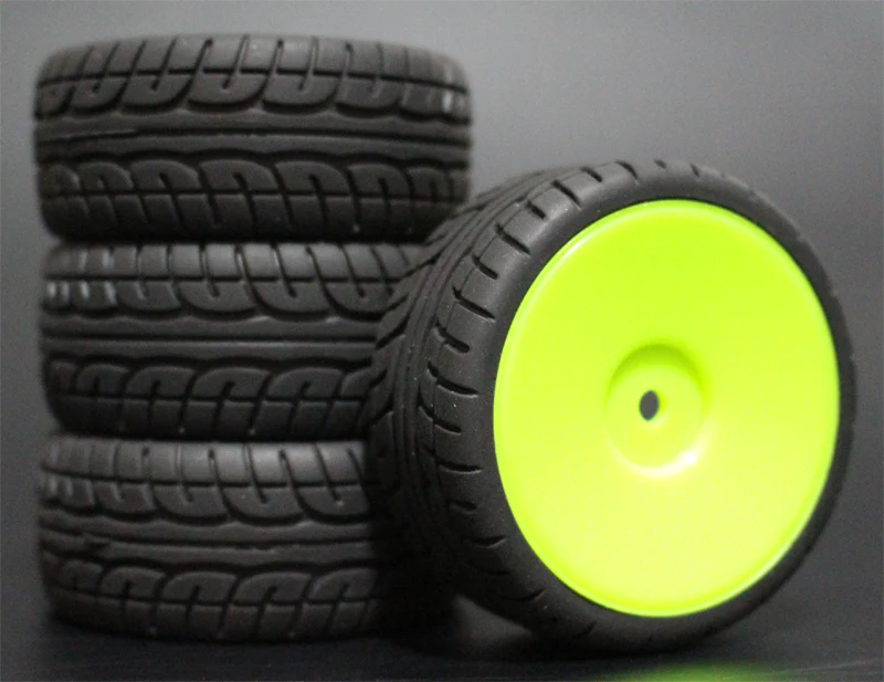 1/10 고무 타이어 RC 레이싱 카 타이어 온로드 휠 림, HSP HPI RC 카 부품 직경 65mm 타이어 94123-94122 에 적합, 4 개