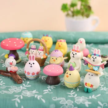 

Korean genuine bulks colored Egg Bunny Rabbit Duck Chicken Doll Resin Home desktop Decoration kids toys miniature model figures