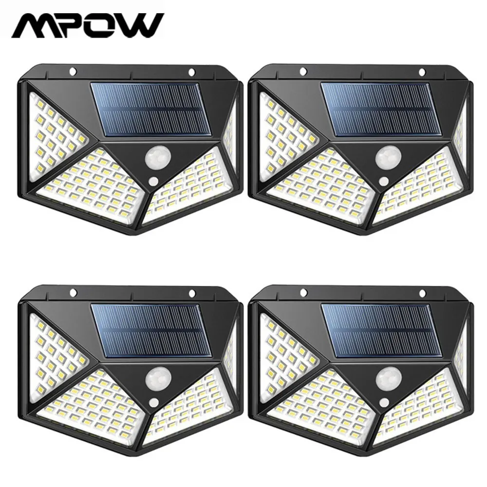 

Mpow 100 LED Super Bright Solar Lights Outdoor Motion Sensor Light 270° Wide Angle Wireless Waterproof Security IP65 Wall Lights