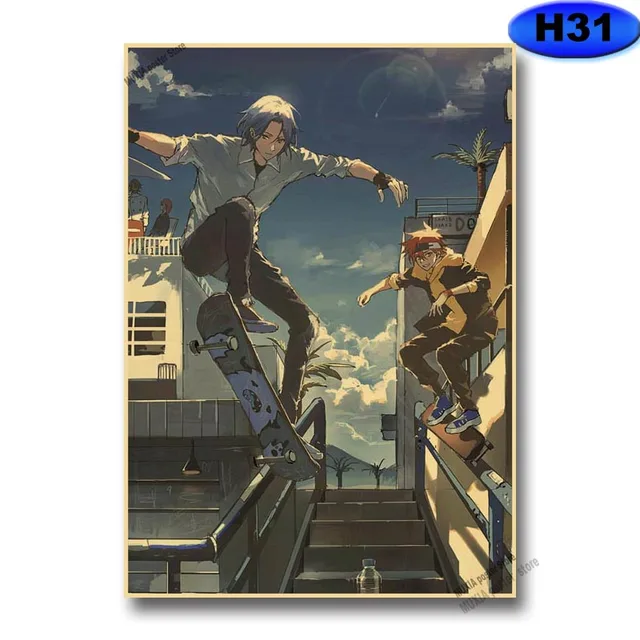 Vintage SK8 The Infinity Poster Kraft Paper Anime Posters Wall Stickers Home Decor Study Bedroom Bar Cafe Decoration Painting H31