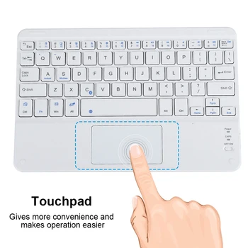 

White 9in BT Touchpad Keyboard Scissors Feet Design Ultra Slim BT Keyboard for Android/iOS/Windows Multi-functional keyboard