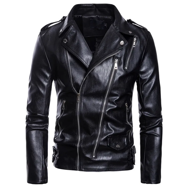 

New Men Fashion Multiple Zipper Design Faux Leather Motorcycle Jacket Men Slim Fit Biker Bomber Jacket Outerwear Coat 5XL