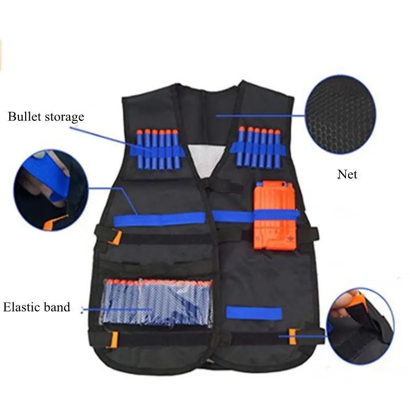 6pcs Nerf Gun Toy Children Tactical Nerf Gun Toy Childreun Accessories Waistcoat Ammo Holder Pistol Nerf Bullets Toy Clip Darts