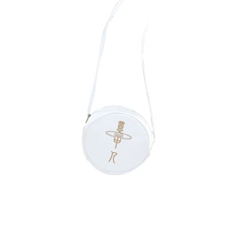 

Fresh And Simple Embroidered Handbag, Italian Small Round Bag, Messenger Bag Female White
