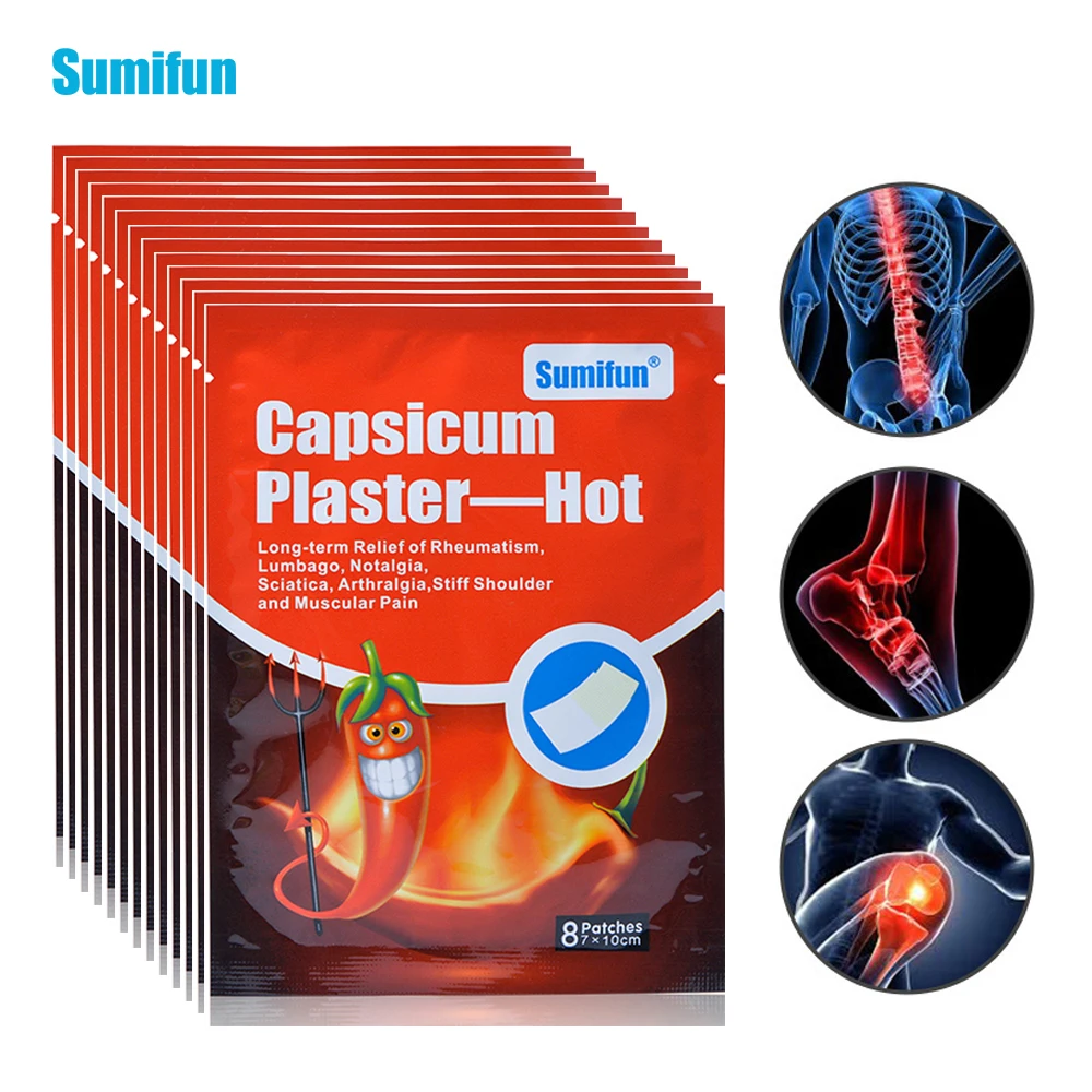 

160Pcs=20Bags Capsicum Plaster Hot Self-heating Arthritis Muscle Back Pain Relief Blam Medical Plaster Pain Killer Patch D0677