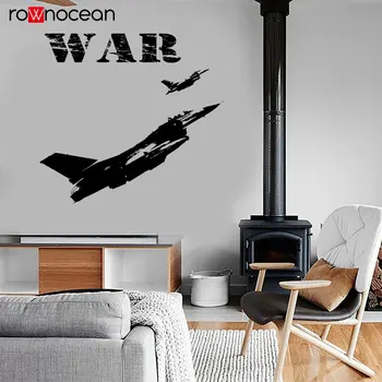 

War Jet Fighter Firing Military Theme Wall Sticker Vinyl Home Decor Room Interior Design Kids Boys Bedroom Decals Mural 3624