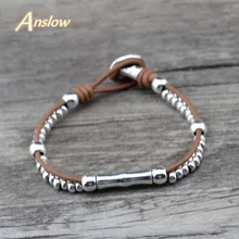 Anslow,, дизайн, винтажный Ретро Кожаный браслет для женщин и мужчин, ювелирные изделия, браслеты для мужчин, мужские аксессуары, LOW0789LB