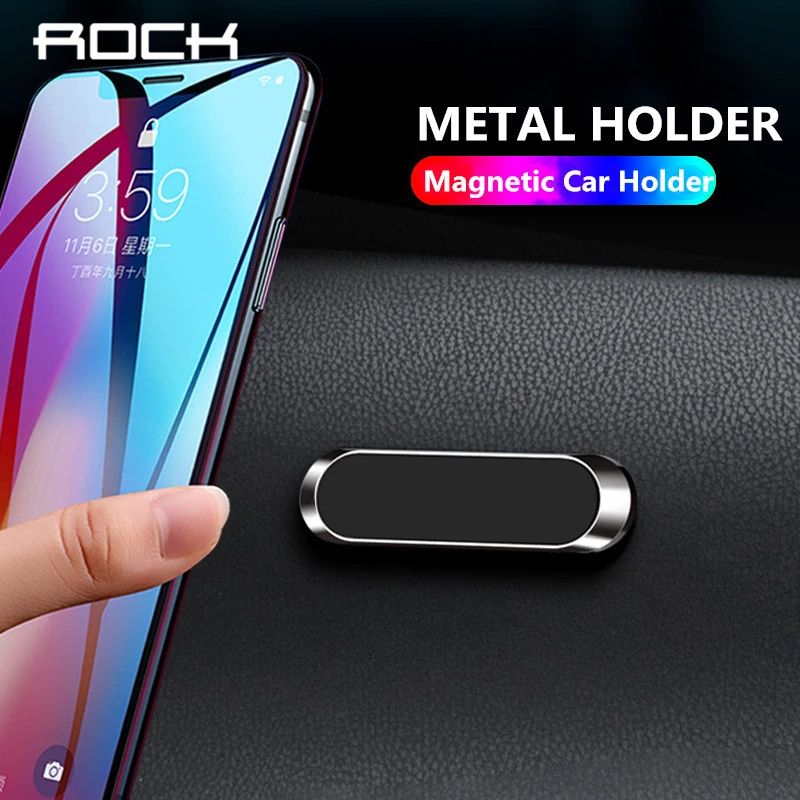 

ROCK Metal Car Phone Holder Magnetic mini Strip Shape Stand Universal For iPhone Samsung GPS Car Mount Dashboard Plate Magnet