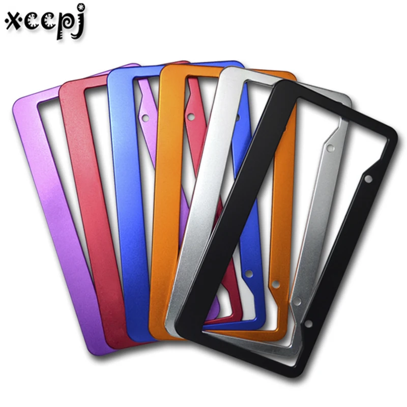 

XCCPJ 2Pcs 6 Color Aluminum License Plate Frame for Car Number Auto Number Plate Holder Design for USA Standard Car Accessories