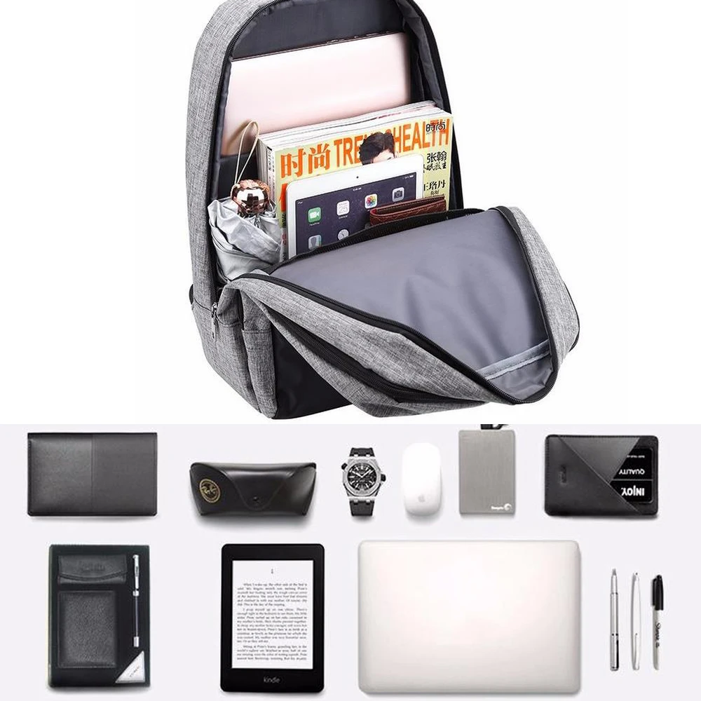 Мужской рюкзак для ноутбука с защитой от кражи Wo men s+ школьная сумка для путешествий с зарядкой через usb