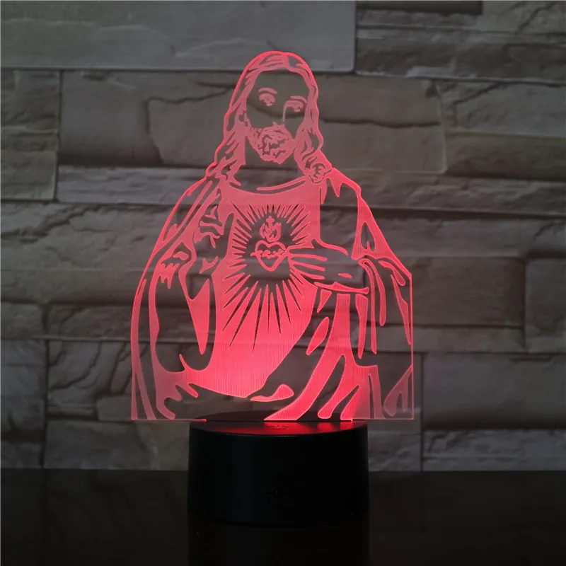 Лампе Led Jesus 7 цветов изменить ночную лампу 3D настольная лампа для спальни спальный lamparas домашний декор декоративные светильники 3232