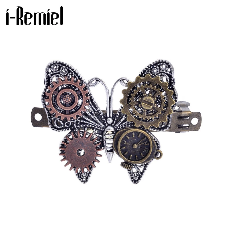 Vintage Tiara Steam Punk Butterfly Spring Hairpin Head Jewelry Steampunk Pin Butterfly Clip for Women Accessories|Hair Jewelry| - AliExpress