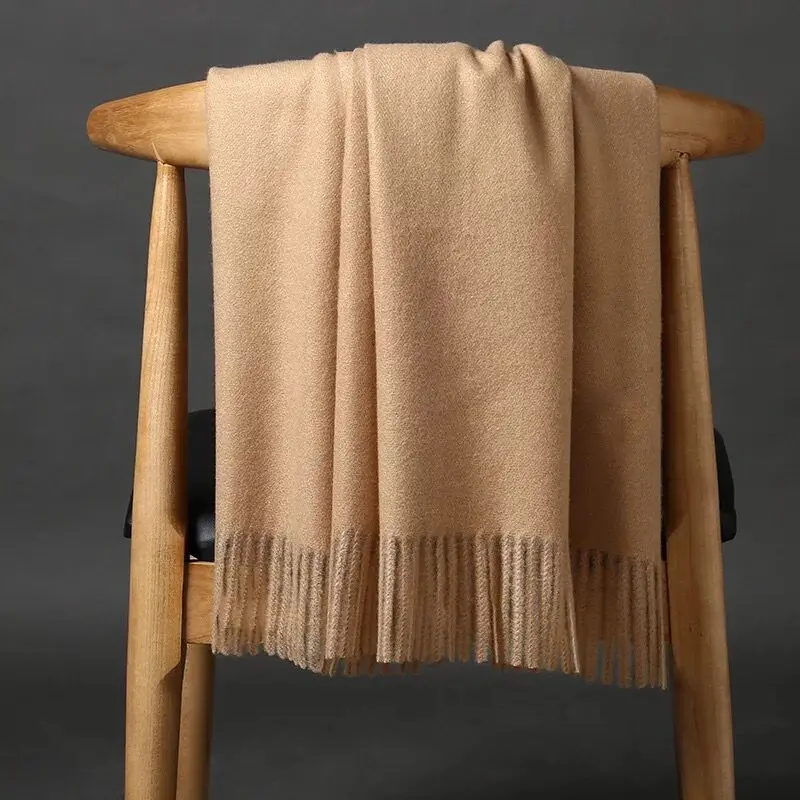 Cachecóis de Caxemira com Borla Nova Chegada Sólida Simples Inverno Feminino Grosso Quente lã Cachecol Xale Envoltório Marca Venda 2020 Cor