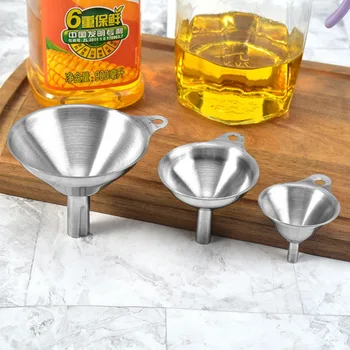 

3pcs Stainless Steel Funnel Kitchen Oil Liquid Funnel Metal Funnel Durable Spices Wine Flask Filter Funnels Kitchen Gadgets Home