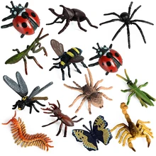 Novas crianças brinquedo figuras simulação inseto selvagem animal modelo borboleta abelha aranha mantis escorpião coleção educação cognitiva