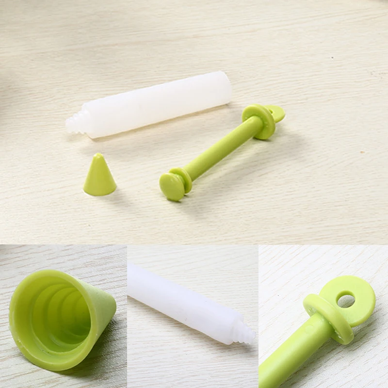 Silicone Food Write Pen Chocolate Decorating Tools Cake Mold Cream Cup Cookie Icing Piping Pastry 4 Nozzles Kitchen Accessories