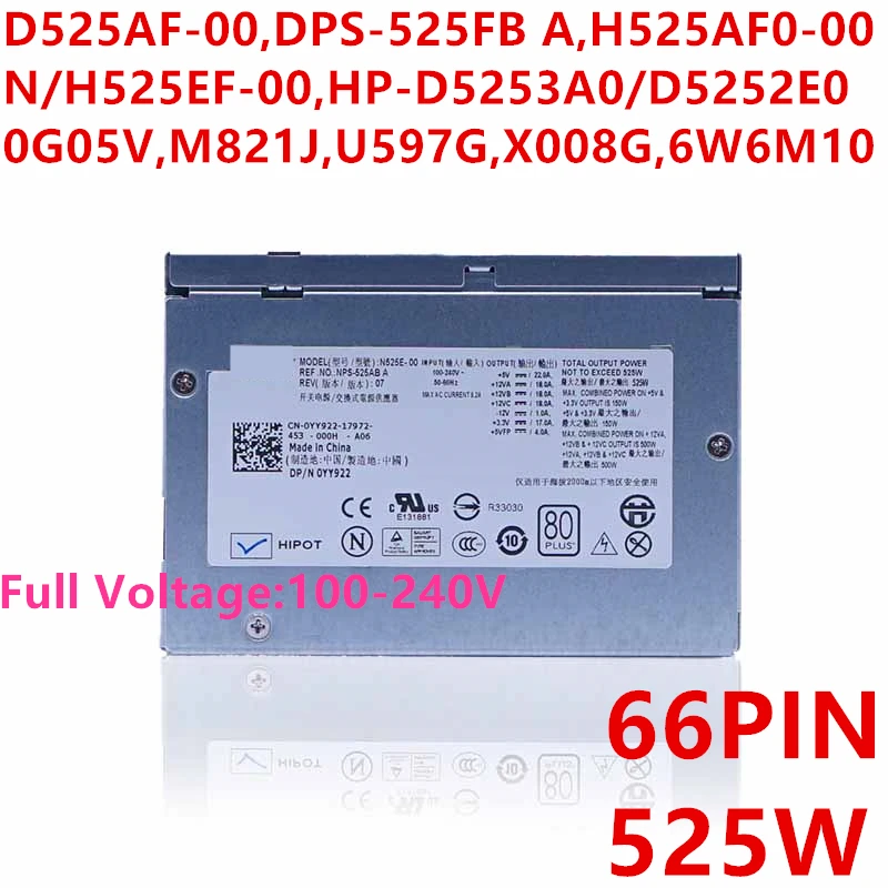 Новый блок питания для ноутбука Dell T3500 66Pin 525W Питание D525AF 00 H525AF N525AF H525EF D525EF N525EF HP