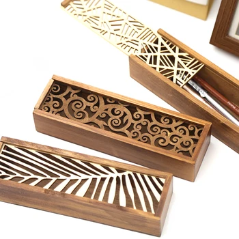

Hollow Wooden Storage Box for Makeup organizer Pencil Case Jewelry 4 Styles Creative Drawer Pen Holder Stationery School Gifts