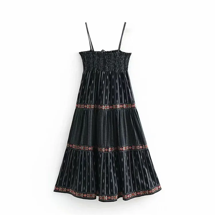 

Z2019 Europe And America Spring And Summer New Style WOMEN'S Dress Contrast Color Printing Slip Dress 7521/042 7521042