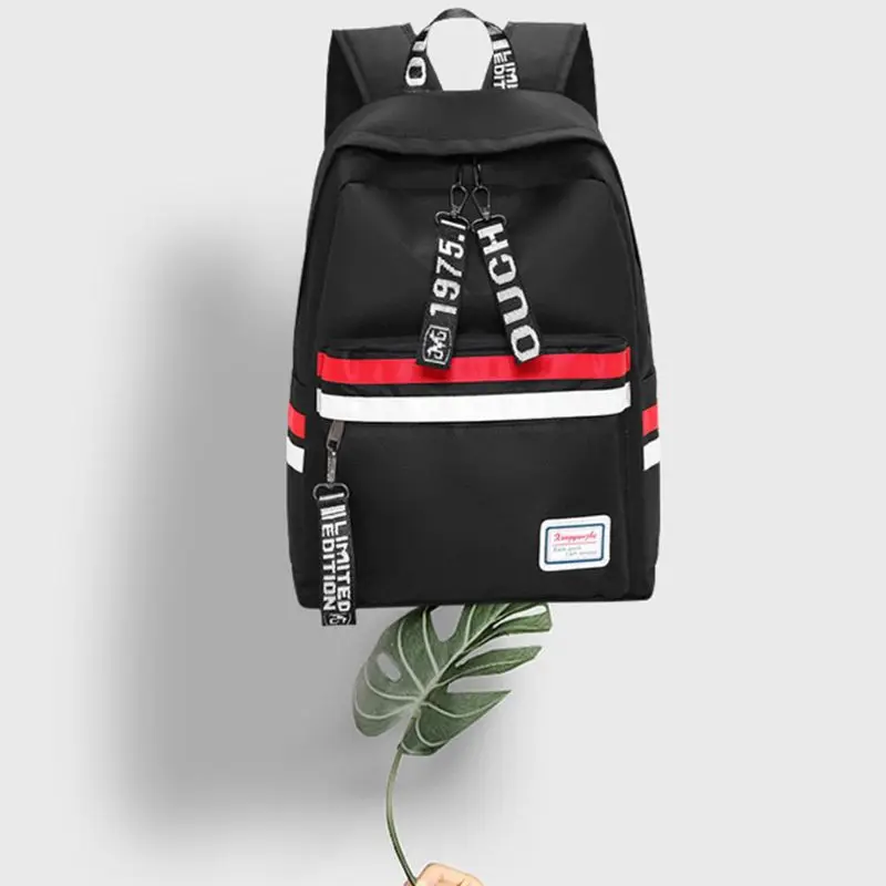 

Women Canvas Backpack Large Capacity Daypack Travel Bookbag with Earphone Hole Schoolbag for Teenagers Girls F42A