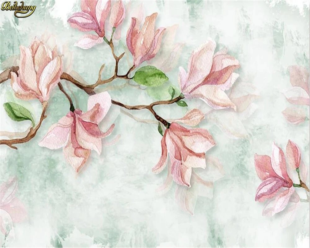 beibehang Custom 3d wallpaper murals magnolia nordic style watercolor flowers simple tv background wall papel de parede