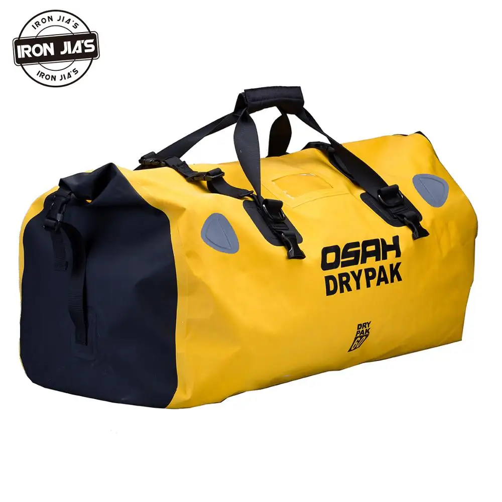 IRON JIA'S Motorcycle PVC Waterproof Reflective Tail Dry Bag Saddle Luggage  Outdoor Duffle Accessories Yellow 40L