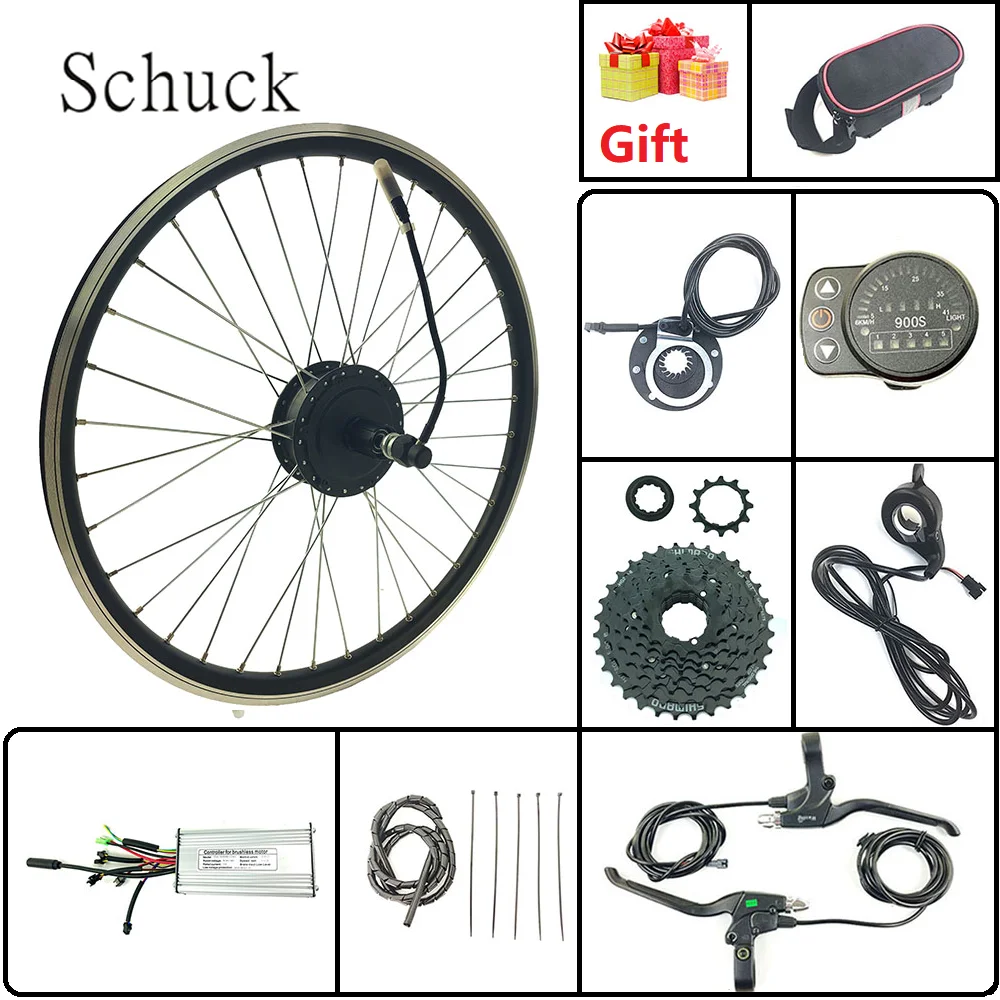 

Schuck Electric Bicycle Conversion Kit LED900SDisplay 48V500W rearcassete flywheel Electric Bicycle hub Motor with spoke and rim