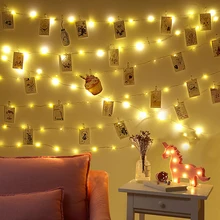 Сказочные огни для помещений, Рождественская гирлянда, зажимы для фотографий, светодиодный светильник, украшения для улицы, вечерние, Свадебные огни, светодиодный светильник, праздничное освещение
