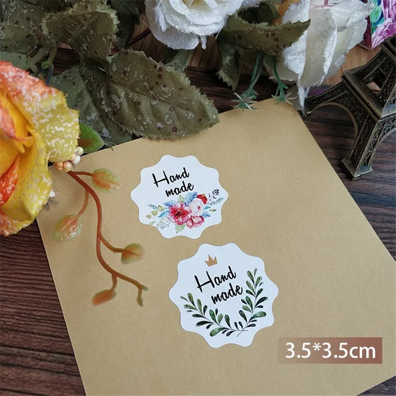 100pcs per pack 100 шт/80 шт/50 шт./лот Круглые Цветочные квадратные самоклеящиеся наклейки для украшения подарочных мешков ручной работы - Цвет: 100pcs per pack