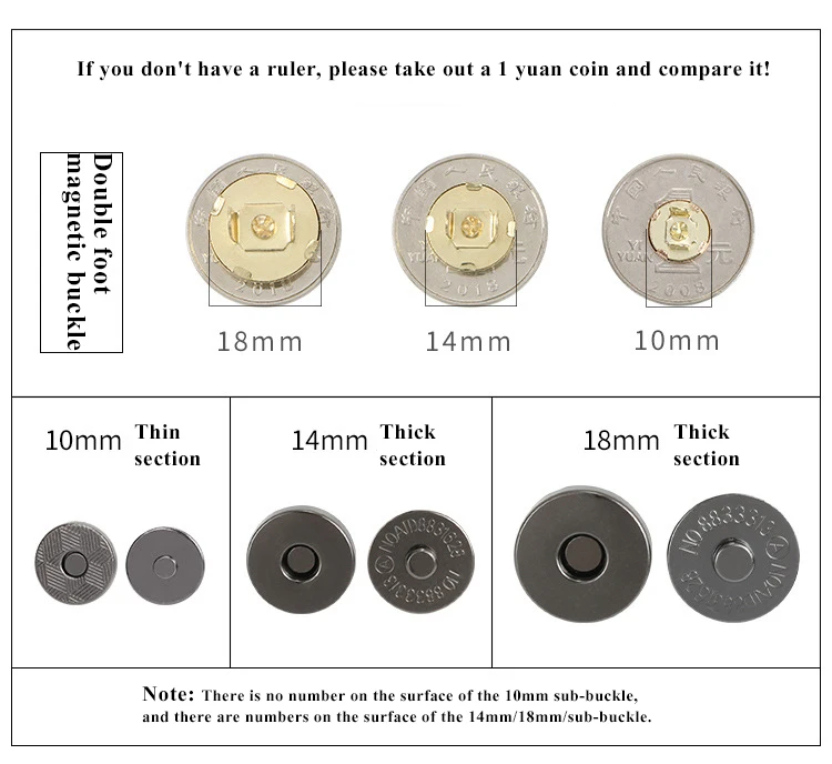 10 шт./набор, 10/14/18 мм Тонкий защитой от воровства с магнитной кнопкой, магнитные застежки-кнопки застежками Сумка для ключей кошелек крафт-мешки Запчасти аксессуары