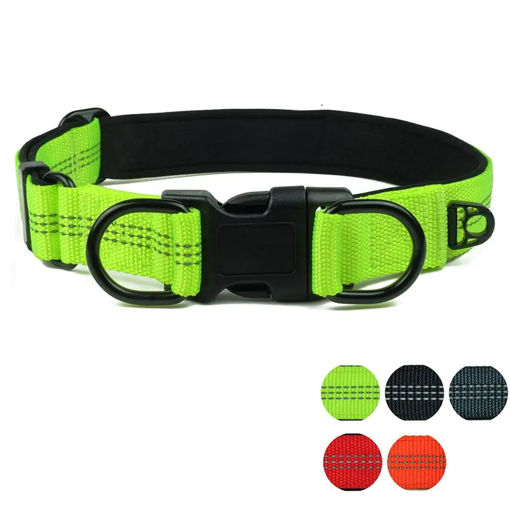 

Reflective Dog Collar with Buckle Adjustable Safety Nylon Collars for Dogs Small Medium Large, Black Red Blue Green Orange Gray