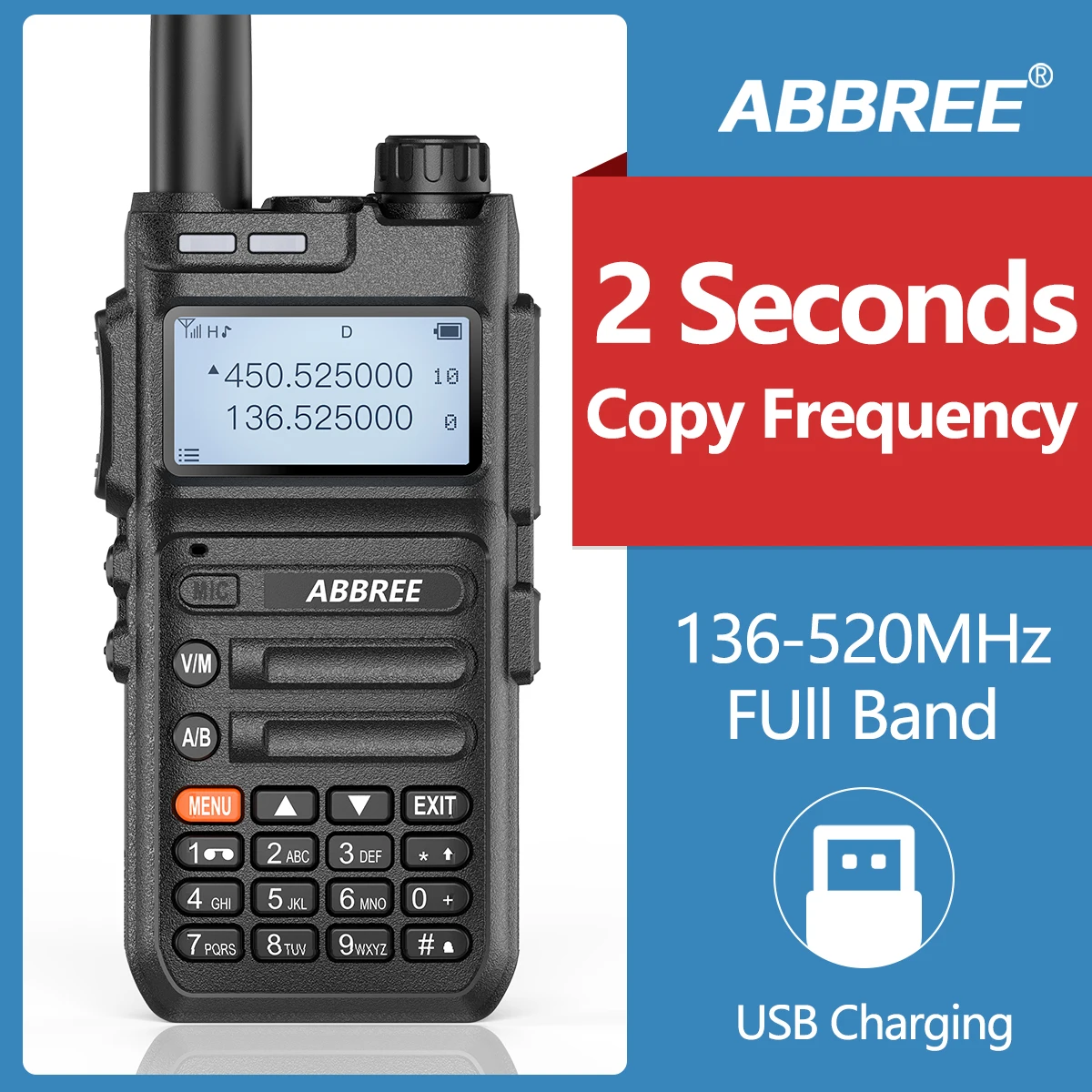 ABBREE AR-F5 автоматический Беспроводной Копировать частоты иди и болтай Walkie Talkie “иди