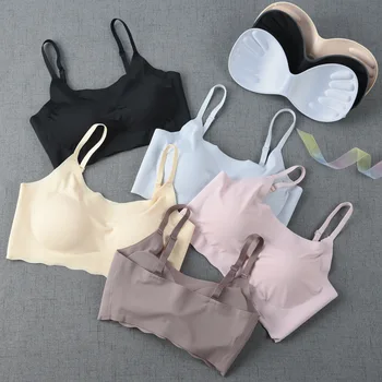 

Spring Autumn Japan Relief Second Generation Dispensing Seemless Bra Sleep Underwear Women's Render Vest Viscose Wrap-around