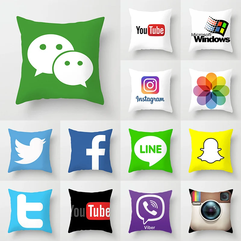 ZENGIA Fokusent Facebook Wechat Skype Viber наволочка для подушки Tango Youtube Snapchat Instagram Tik украшение