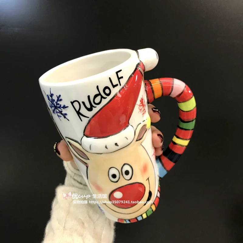 Творческий керамический кофе чашки Рождество милые кружки для кофе большой емкости прекрасный мультфильм Рождественский подарок молока чашки подарки на день рождения