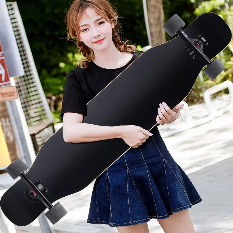 Beginners, Children, Adults, 110cm Double Rocking Longboard, Magnesium Alloy Maple Board, Mute Bearing Longboard Skateboard