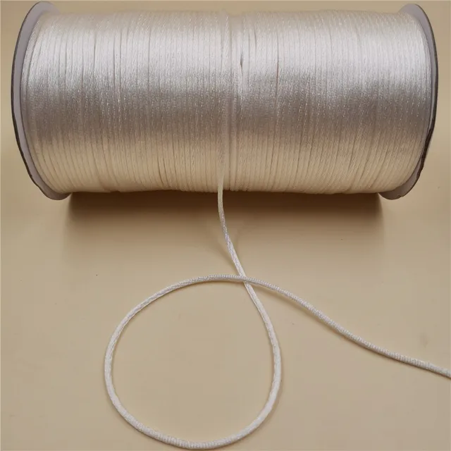 2MM  Chinese Knot Line Cord Silk Satin Nylon Cord 35colors for DIY String Necklace Bracelets 20meters Lot White 800