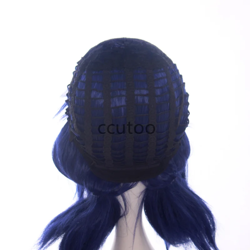 Rabo de Cavalo em Linha Resistente ao Calor do Cabelo Joaninha + Peruca Ccutoo Perucas Azul Duplo Reta Cosplay Peruca Halloween Sintético Boné 6 High Quality Apliques e perucas