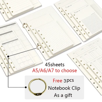 

A5/A6/A7 45 sheets/lot Notebook Cover Filler Paper To Do List Line Grid Diary Weekly Monthly Planner Inside Paper School Office